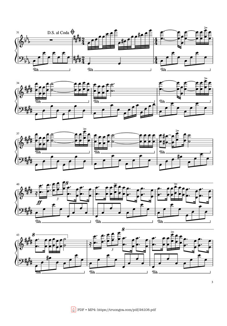 Page 3 of the piano sheet music PDF - Hungarian Sonata Sheet Piano by Franklin Hoàng