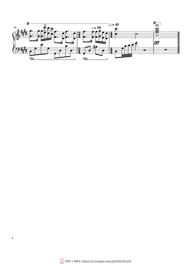 Page 4 of the piano sheet music PDF - Hungarian Sonata Sheet Piano by Franklin Hoàng
