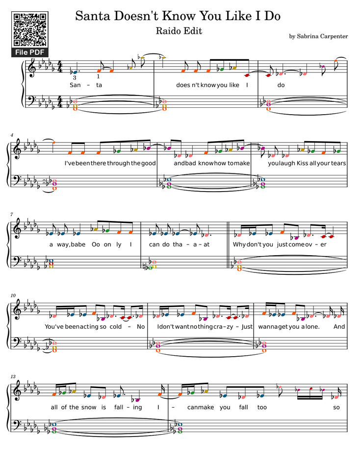 Page 1 of the piano sheet music PDF - Santa Doesn