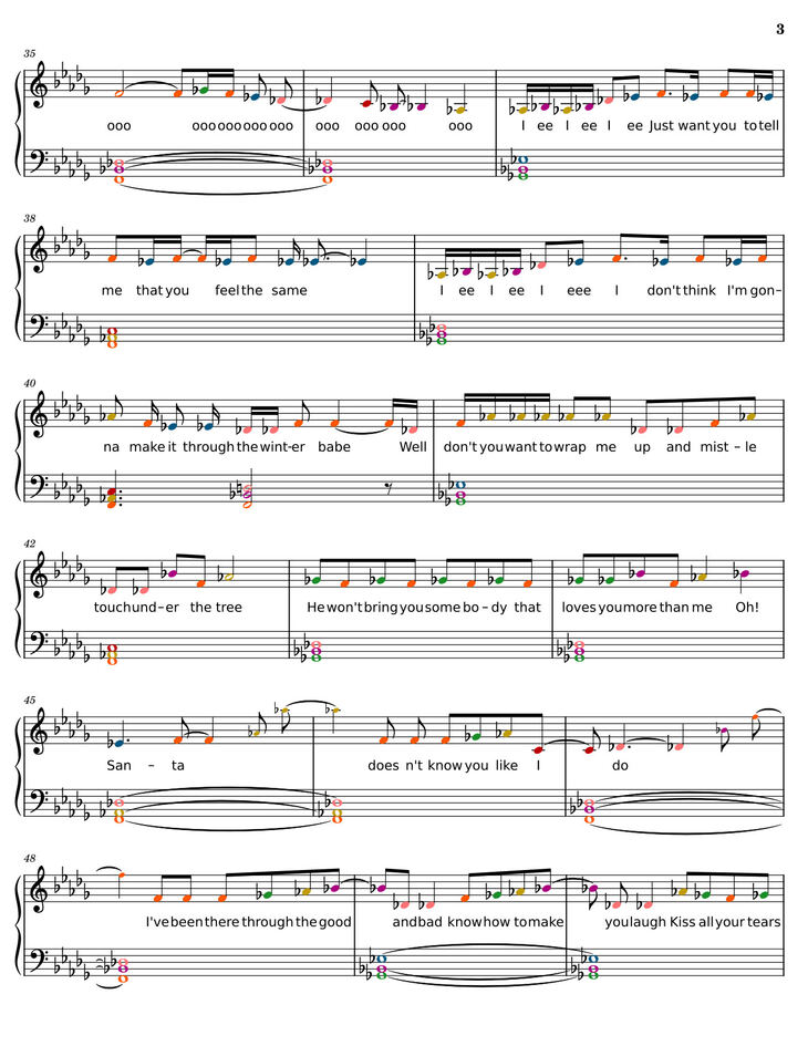 Page 3 of the piano sheet music PDF - Santa Doesn