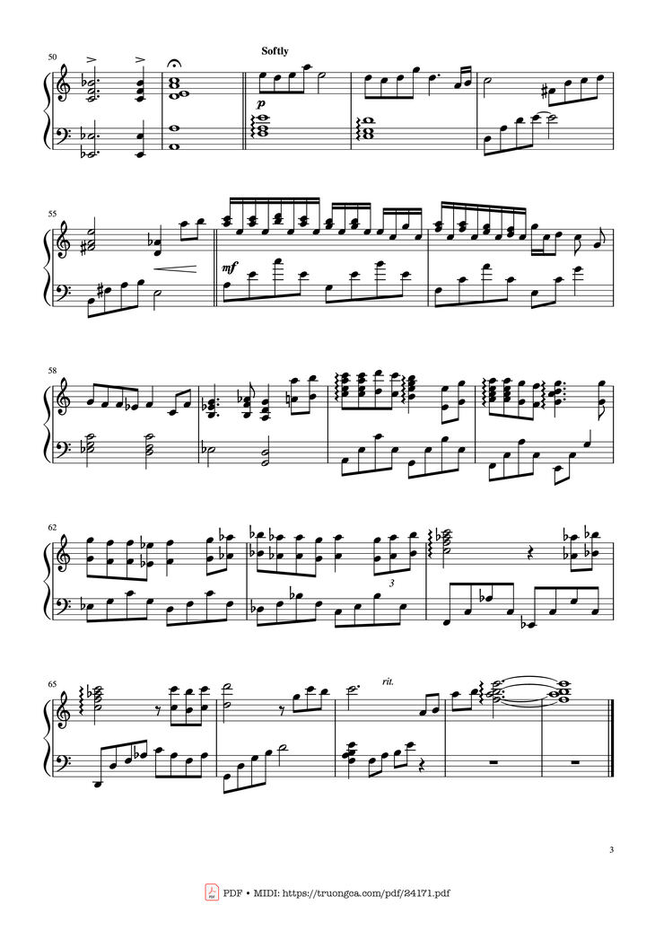 Page 3 of the piano sheet music PDF - 久石譲 あの夏へ One Summer