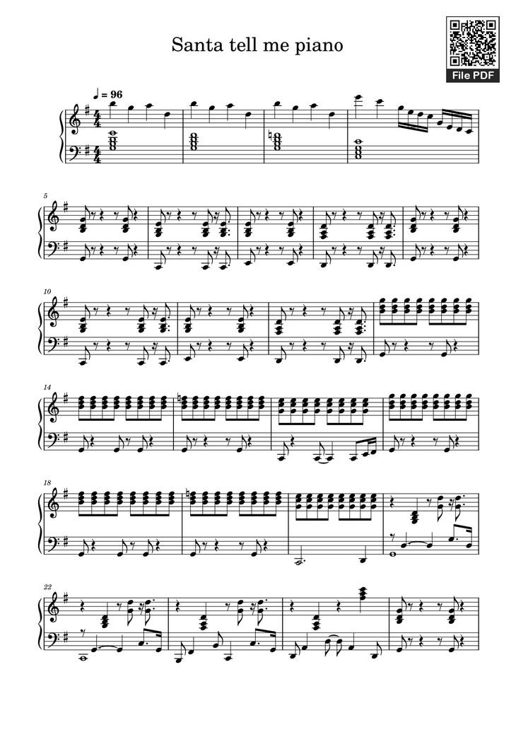 Page 1 of the piano sheet music PDF - Santa tell me piano by Do wm