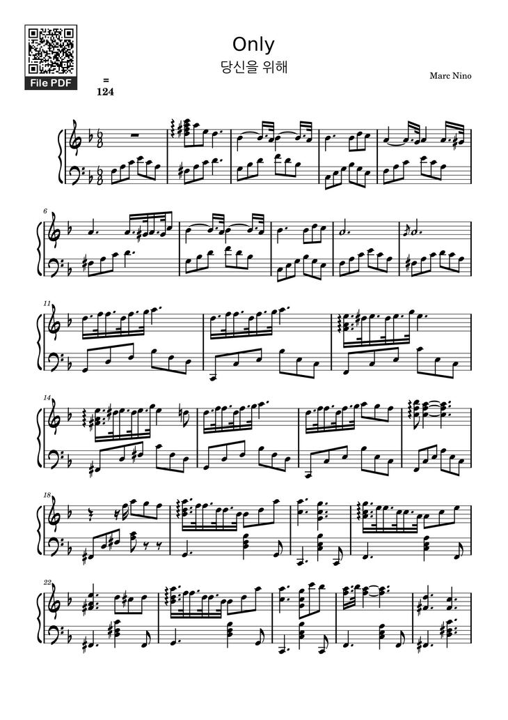 Page 1 of the piano sheet music PDF - Only – Lee hi Sheet Piano by Lul i just use this