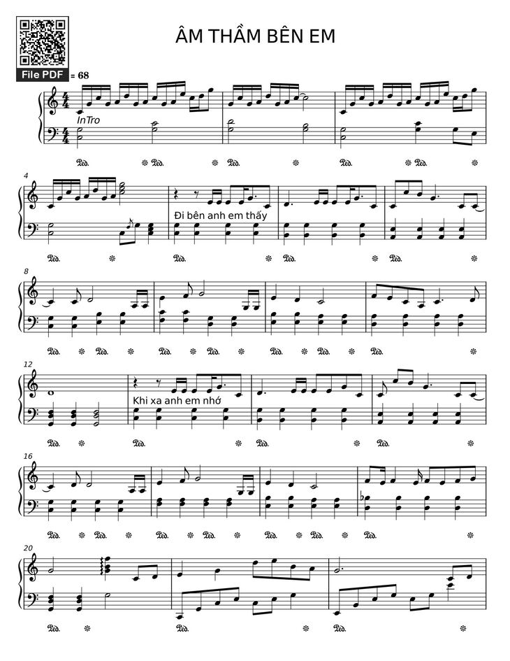 Sheet music - ÂM THẦM BÊN EM Sheet Piano page 1