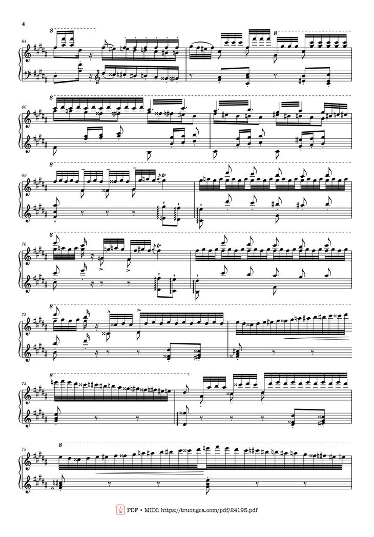 Page 4 of the piano sheet music PDF - Étude S. 141/3 in G♯ Minor La Campanella Sheet Piano by Franz Liszt