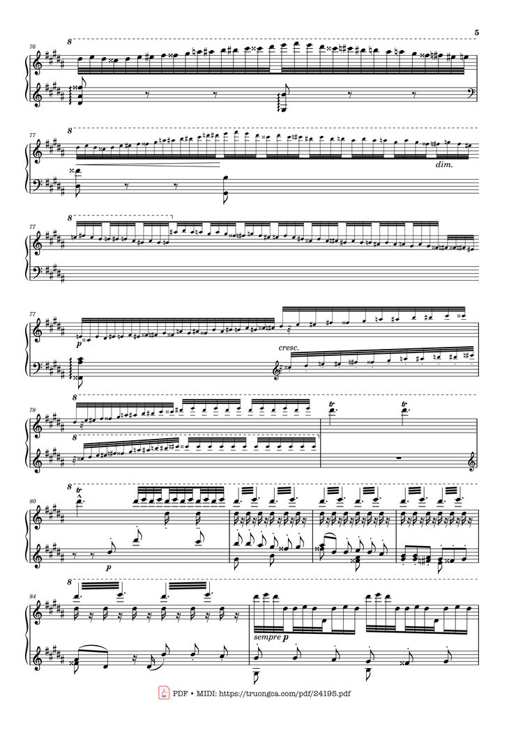 Page 5 of the piano sheet music PDF - Étude S. 141/3 in G♯ Minor La Campanella Sheet Piano by Franz Liszt
