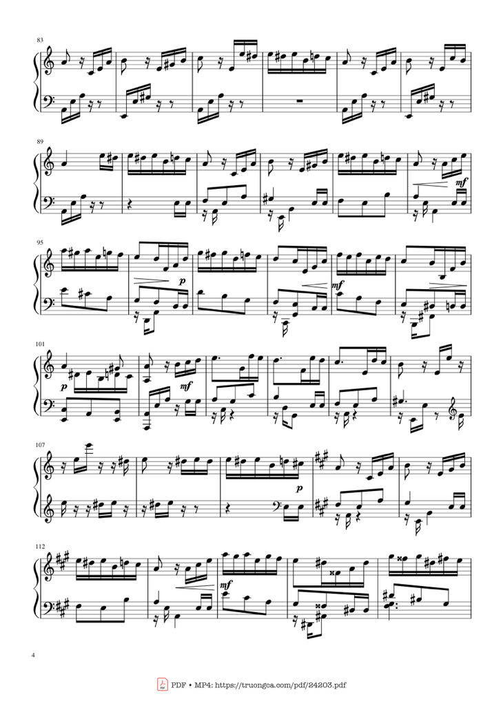 Page 4 of the piano sheet music PDF Piano - Happy Birthday Variations Sheet Piano by Piano Ninja