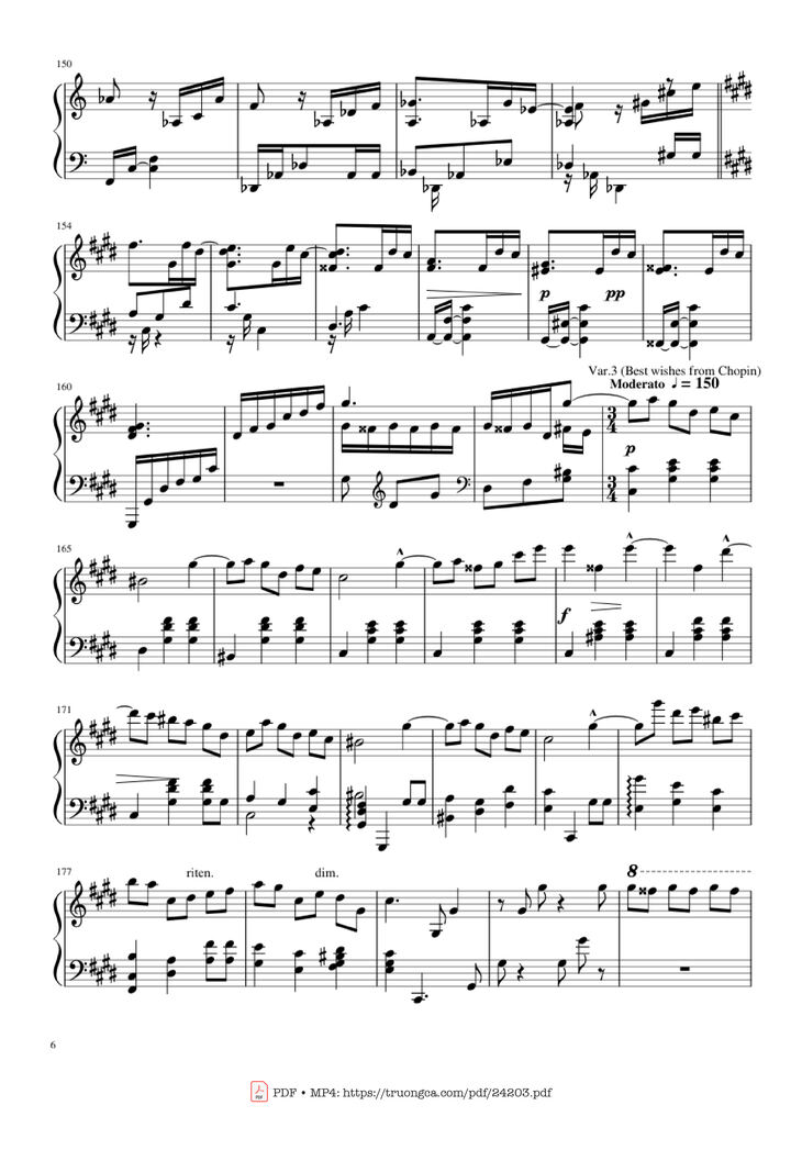 Page 6 of the piano sheet music PDF Piano - Happy Birthday Variations Sheet Piano by Piano Ninja