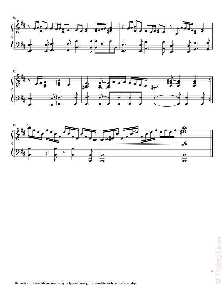 Page 3 of the piano sheet music PDF - Beethoven Virus OST (Passion) Sheet Piano by Vũ Dũng