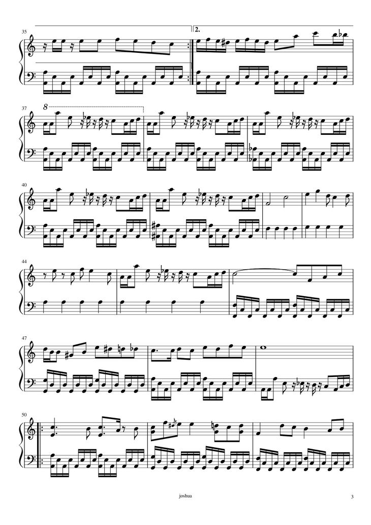 Page 3 of the piano sheet music PDF - undertale lastbreath phase 3 Sheet Piano by Gmjlovely