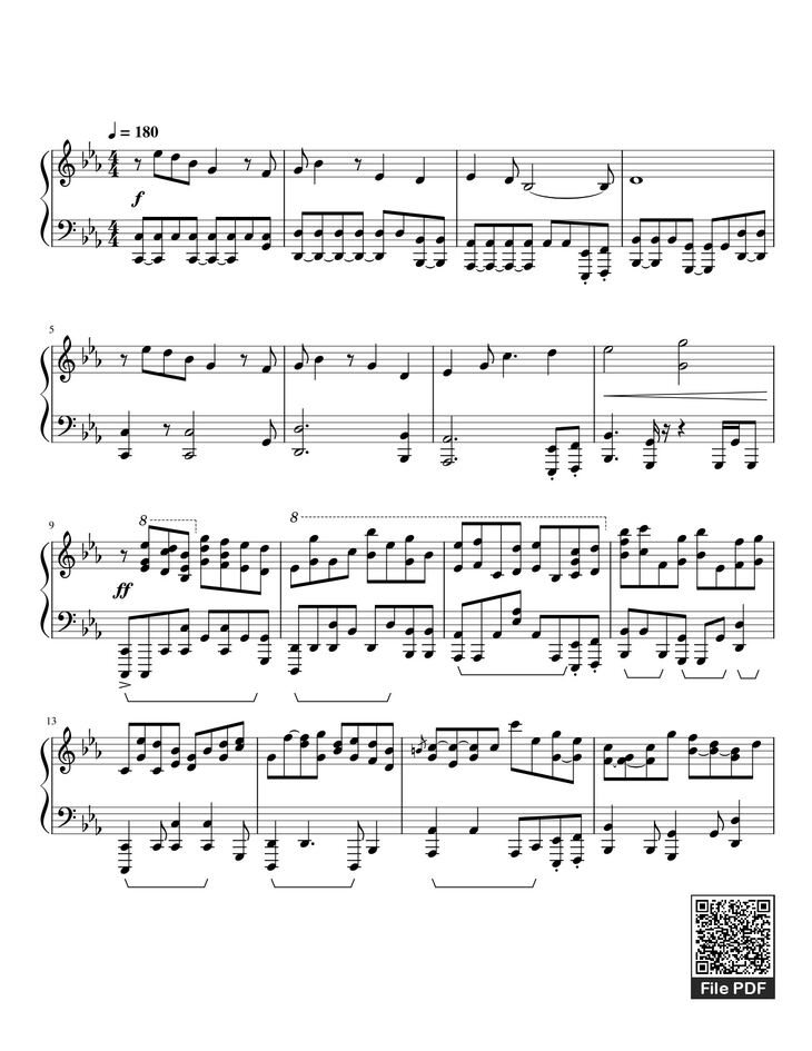Page 1 of the piano sheet music PDF - Underverse OST - OVERWRITE [XChara's Theme] - NyxTheShield Sheet Piano by Unregistered_user