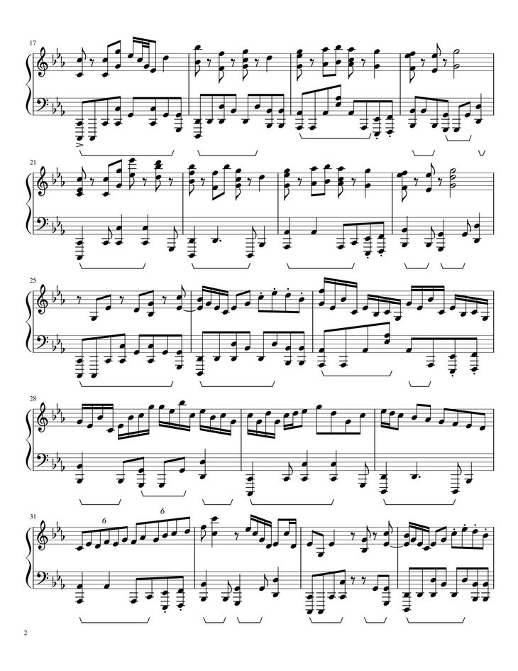 Page 2 of the piano sheet music PDF - Underverse OST - OVERWRITE [XChara's Theme] - NyxTheShield Sheet Piano by Unregistered_user