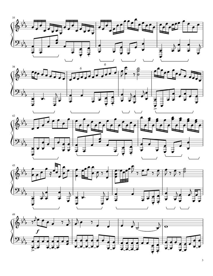 Page 3 of the piano sheet music PDF - Underverse OST - OVERWRITE [XChara's Theme] - NyxTheShield Sheet Piano by Unregistered_user