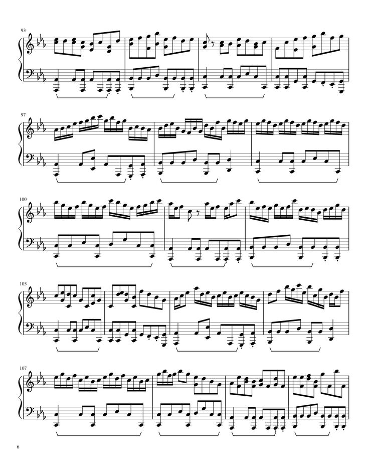 Page 6 of the piano sheet music PDF - Underverse OST - OVERWRITE [XChara's Theme] - NyxTheShield Sheet Piano by Unregistered_user