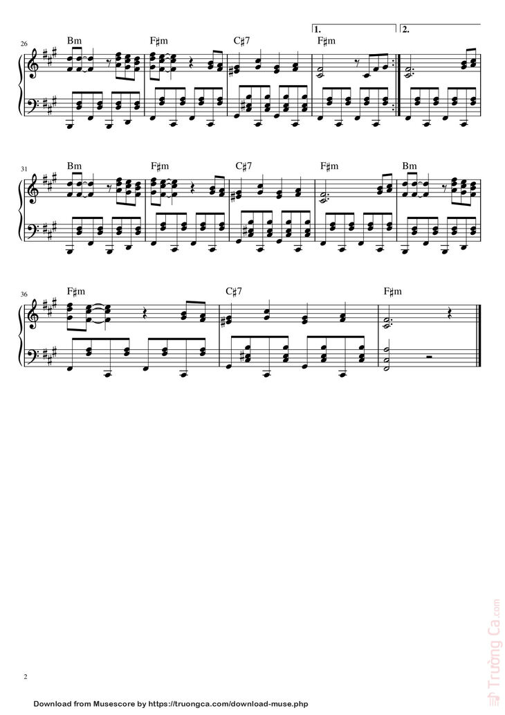 Page 2 of the piano sheet music PDF - Bella Ciao - Piano by Oui Bonsoir C'est Moi