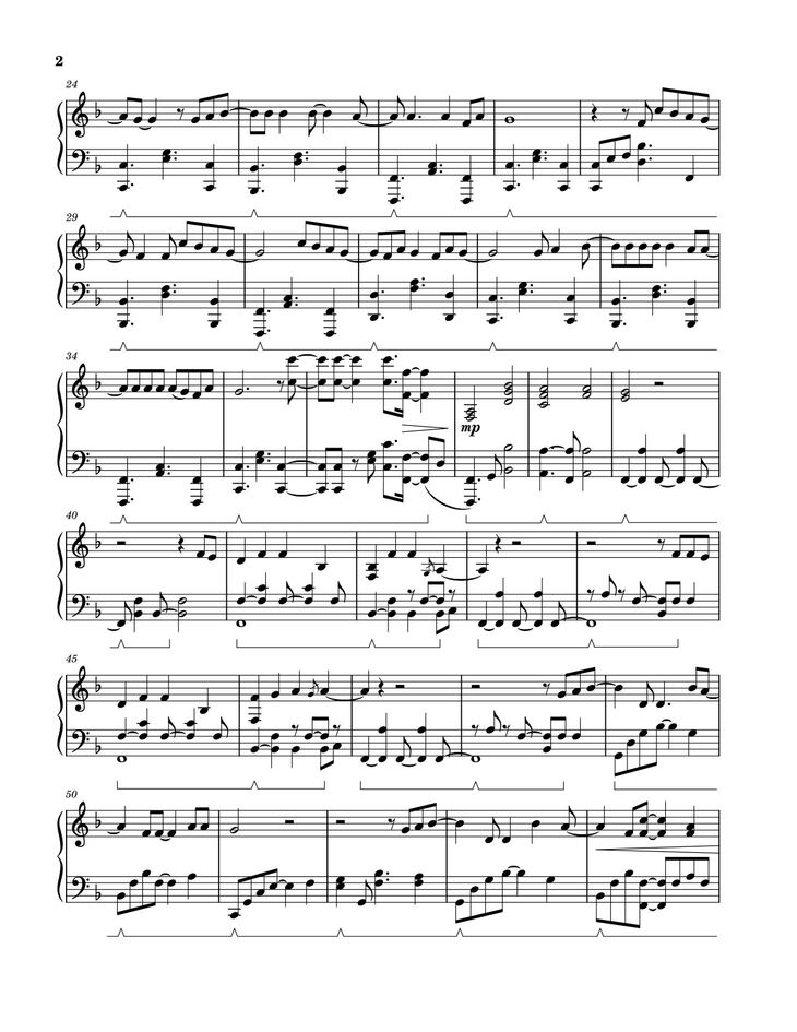Page 2 of the piano sheet music PDF - Never – Tasha Layton (Solo Piano Arrangement) by Written by Tasha Layton