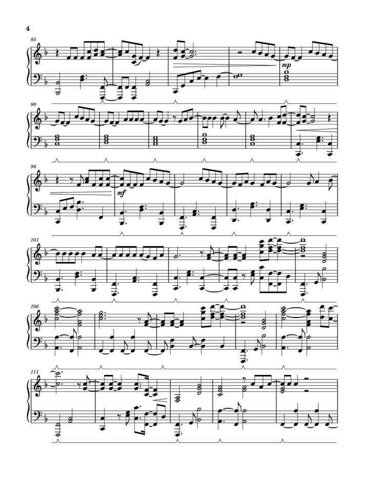 Page 4 of the piano sheet music PDF - Never – Tasha Layton (Solo Piano Arrangement) by Written by Tasha Layton