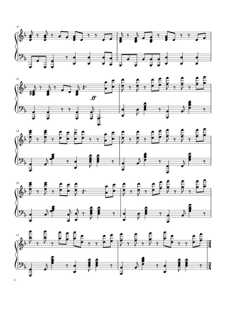 Page 2 of the piano sheet music PDF - Pirates of the Caribbean Sheet Piano by BarbossaThePianist