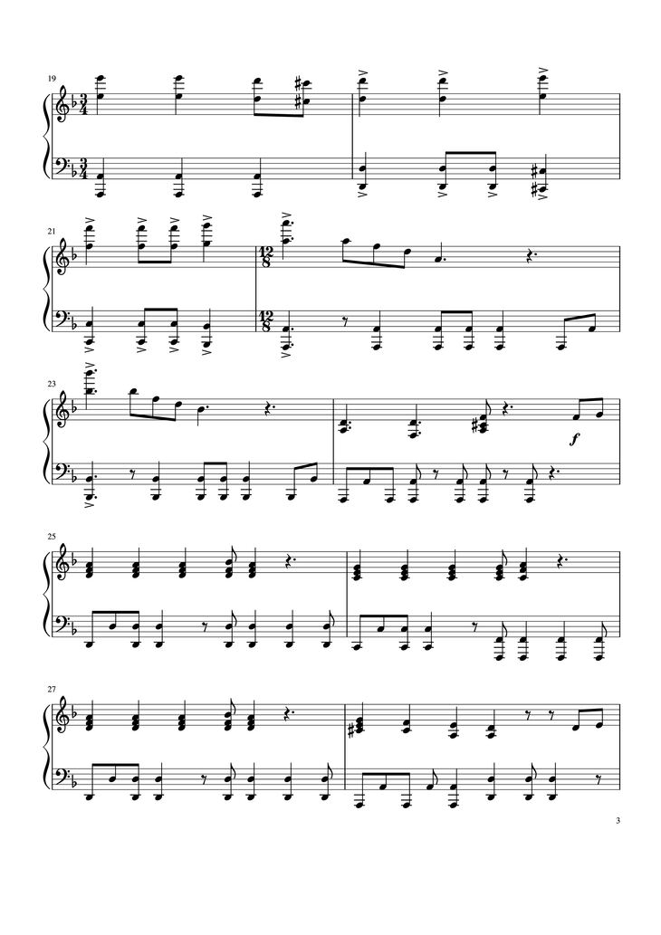 Page 3 of the piano sheet music PDF - Pirates of the Caribbean Sheet Piano by BarbossaThePianist