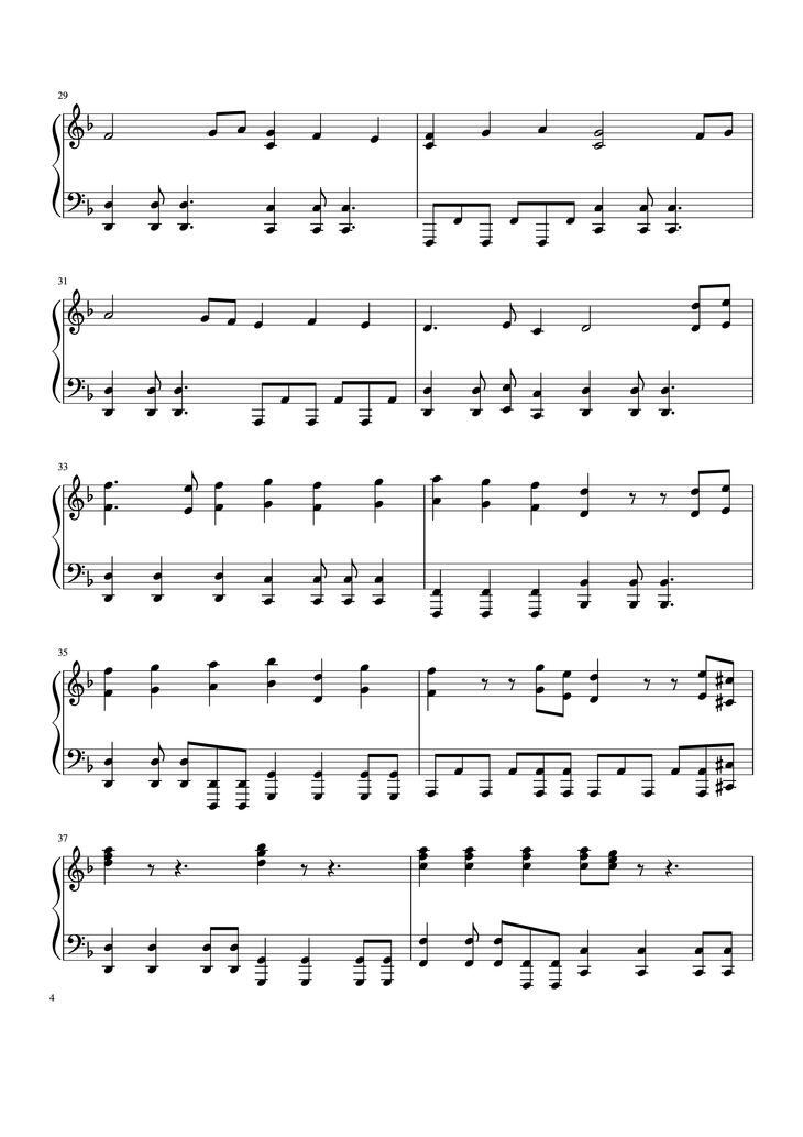 Page 4 of the piano sheet music PDF - Pirates of the Caribbean Sheet Piano by BarbossaThePianist