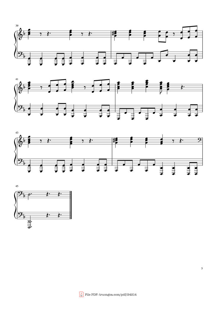 Page 5 of the piano sheet music PDF - Pirates of the Caribbean Sheet Piano by BarbossaThePianist