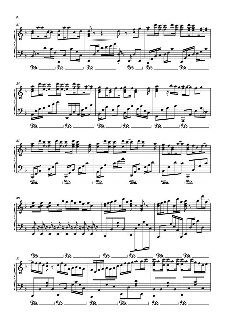 Page 2 of the piano sheet music PDF - Gió Nổi Lên Rồi Sheet Piano by Dangbinh4869