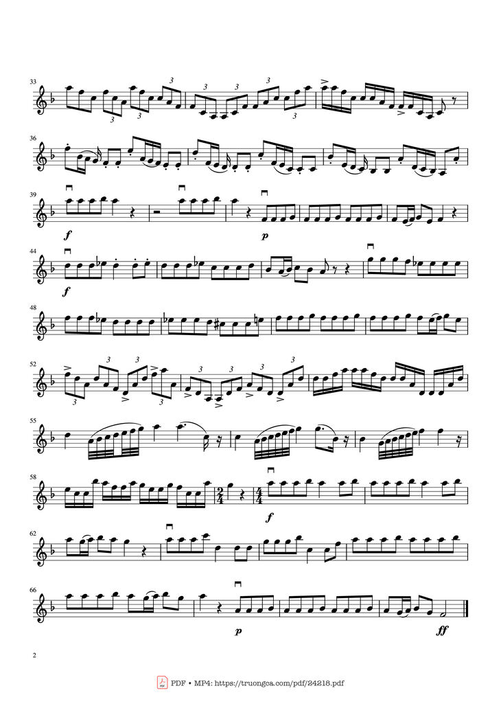 Page 2 of the piano sheet music PDF - Autumn, four seasons. A.Vivaldi Sheet Violin by Martinotin