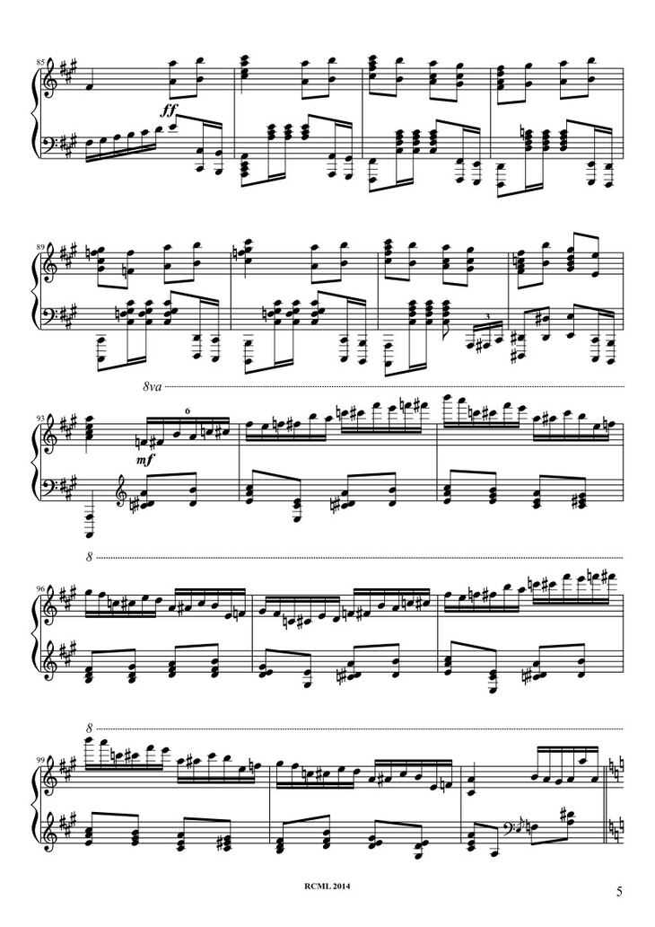 Page 5 of the piano sheet music PDF - Turkish March Sheet Piano by Ravllave