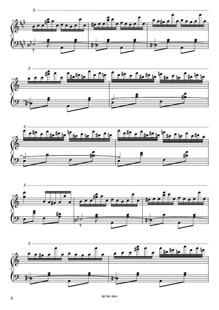 Page 6 of the piano sheet music PDF - Turkish March Sheet Piano by Ravllave
