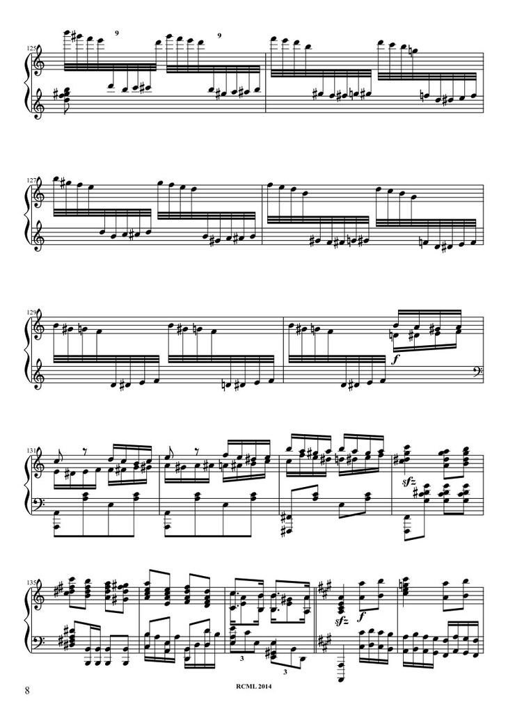 Page 8 of the piano sheet music PDF - Turkish March Sheet Piano by Ravllave