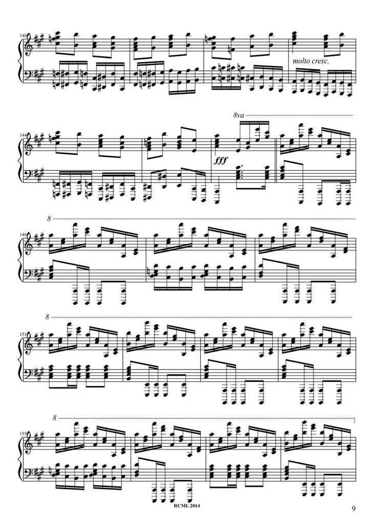 Page 9 of the piano sheet music PDF - Turkish March Sheet Piano by Ravllave