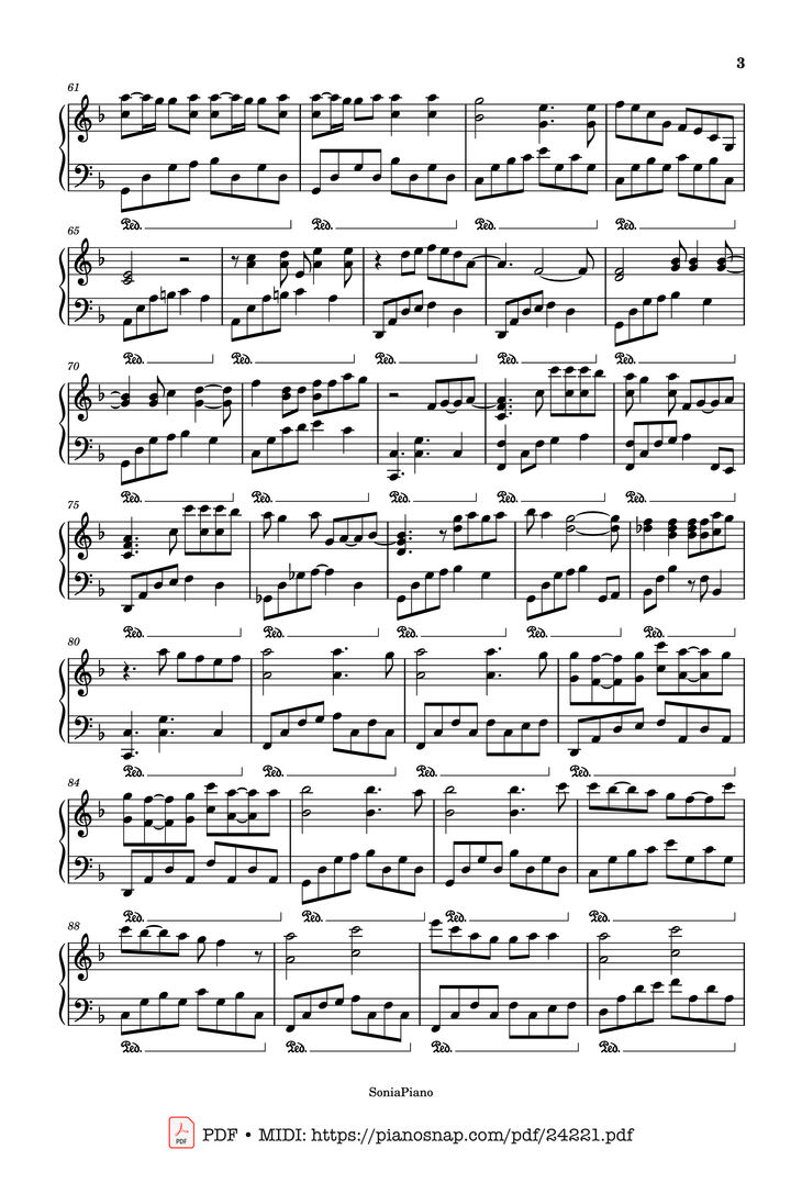 Page 3 of the piano sheet music PDF - Thằng điên Sheet Piano by Justatee