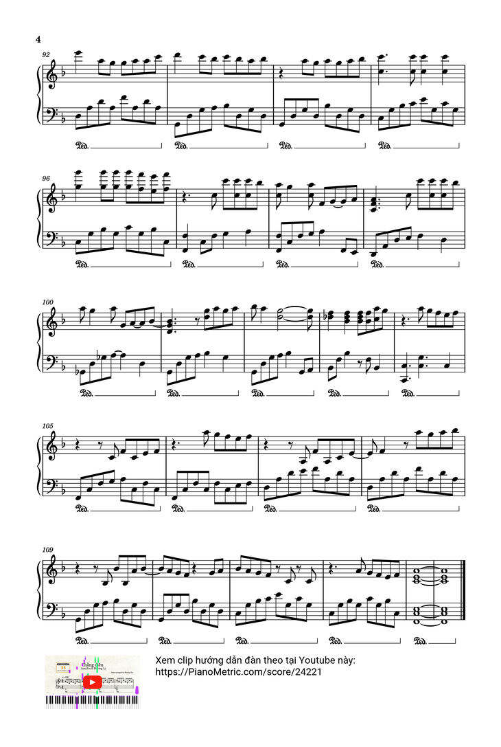 Page 4 of the piano sheet music PDF - Thằng điên Sheet Piano by Justatee