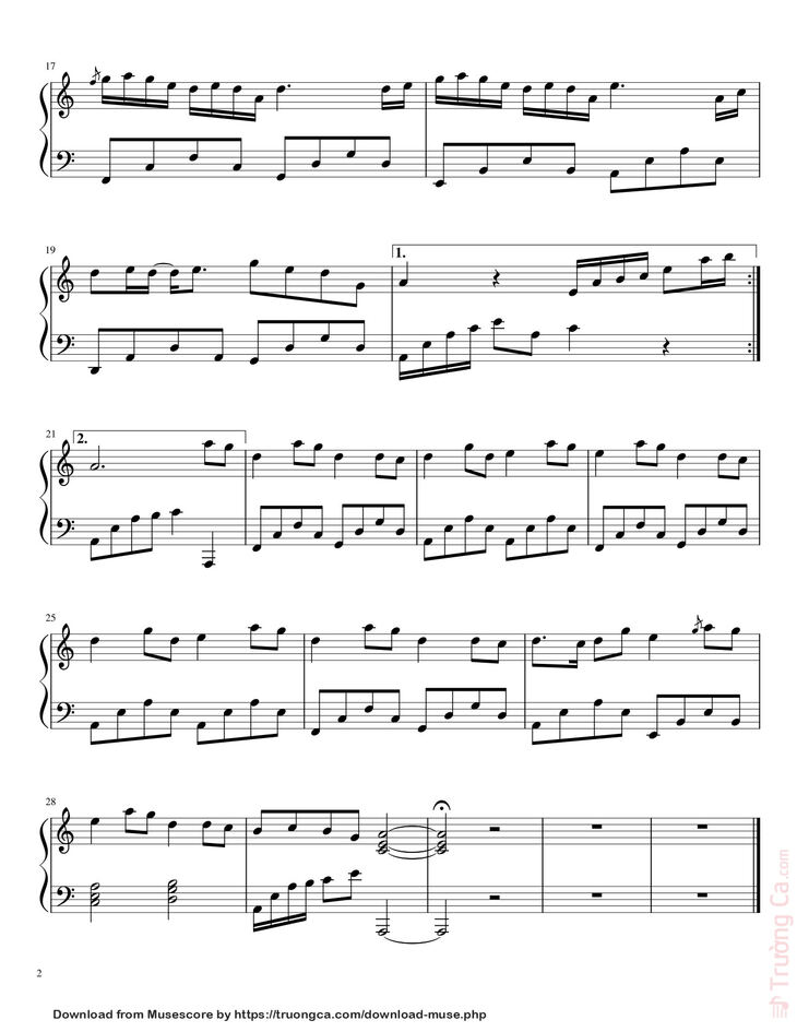 Sheet music - Đáy Biển (海底) Sheet Piano page 2