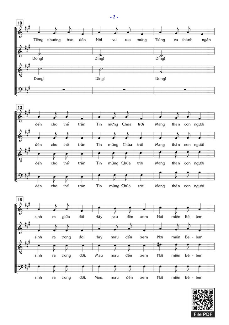 Page 2 of the piano sheet music PDF - Tiếng Chuông Sinh Nhật by Nguyễn Bách