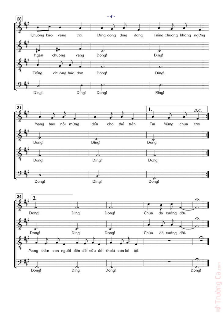 Page 4 of the piano sheet music PDF - Tiếng Chuông Sinh Nhật by Nguyễn Bách