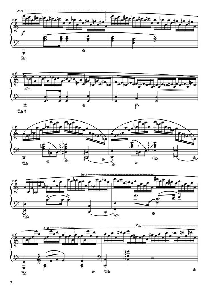 Page 2 of the piano sheet music PDF - Étude Opus 25 No. 11 in A Minor “Winter Wind” Sheet Piano by Frédéric François Chopin