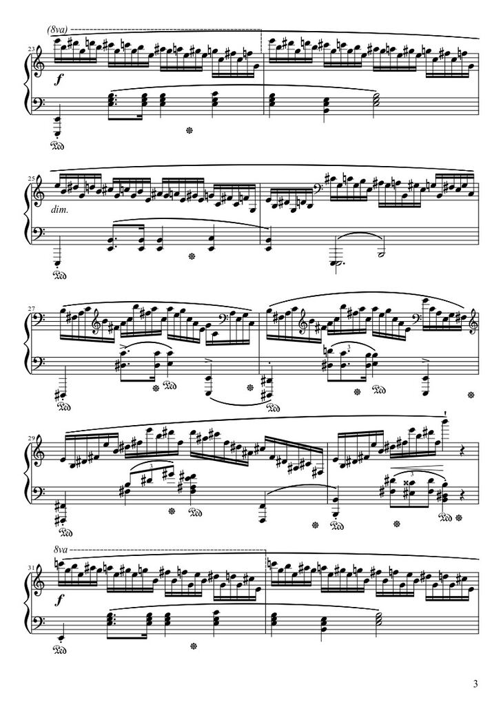 Page 3 of the piano sheet music PDF - Étude Opus 25 No. 11 in A Minor “Winter Wind” Sheet Piano by Frédéric François Chopin