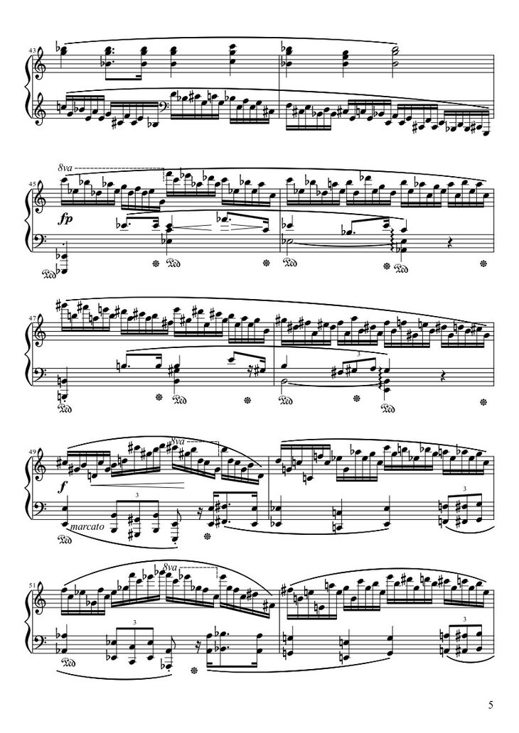 Page 5 of the piano sheet music PDF - Étude Opus 25 No. 11 in A Minor “Winter Wind” Sheet Piano by Frédéric François Chopin