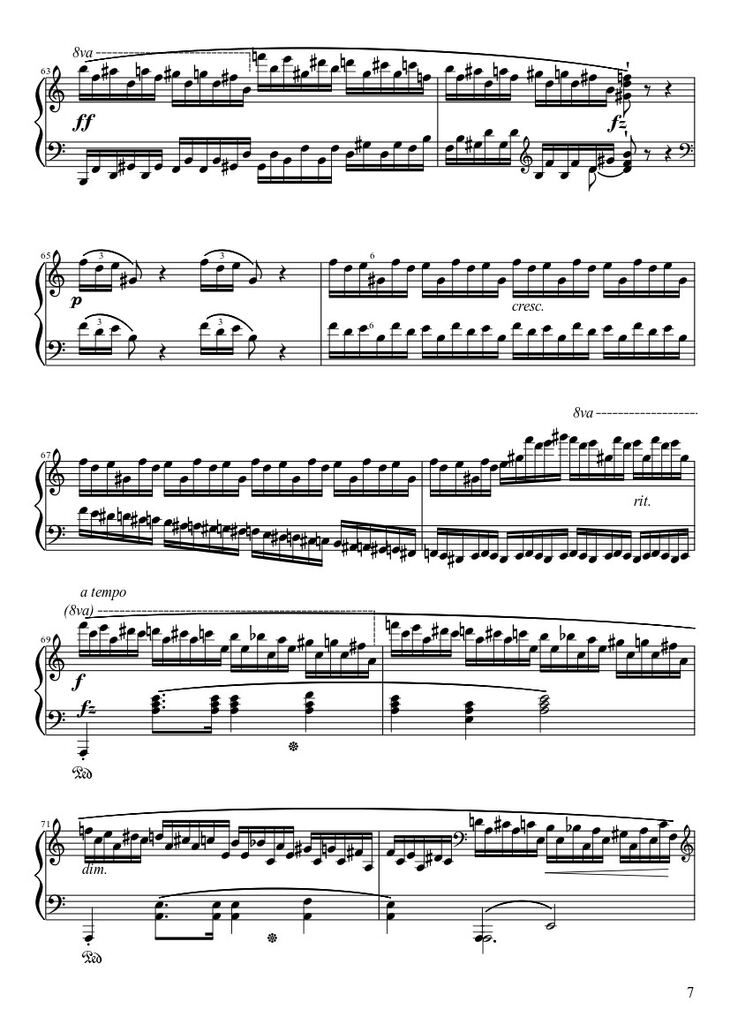 Page 7 of the piano sheet music PDF - Étude Opus 25 No. 11 in A Minor “Winter Wind” Sheet Piano by Frédéric François Chopin