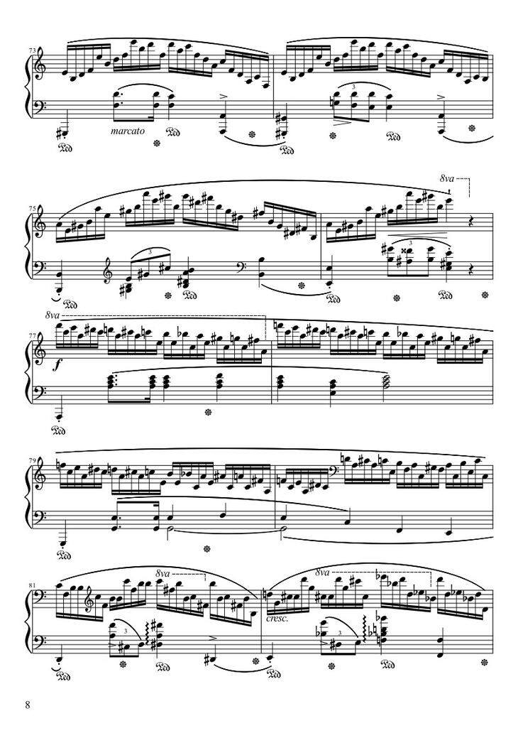 Page 8 of the piano sheet music PDF - Étude Opus 25 No. 11 in A Minor “Winter Wind” Sheet Piano by Frédéric François Chopin