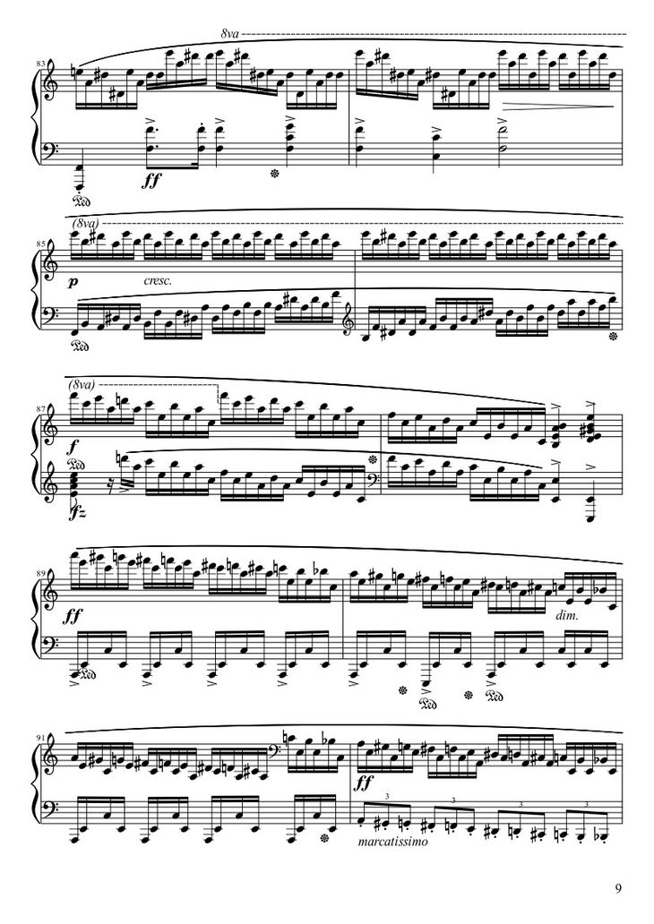 Page 9 of the piano sheet music PDF - Étude Opus 25 No. 11 in A Minor “Winter Wind” Sheet Piano by Frédéric François Chopin