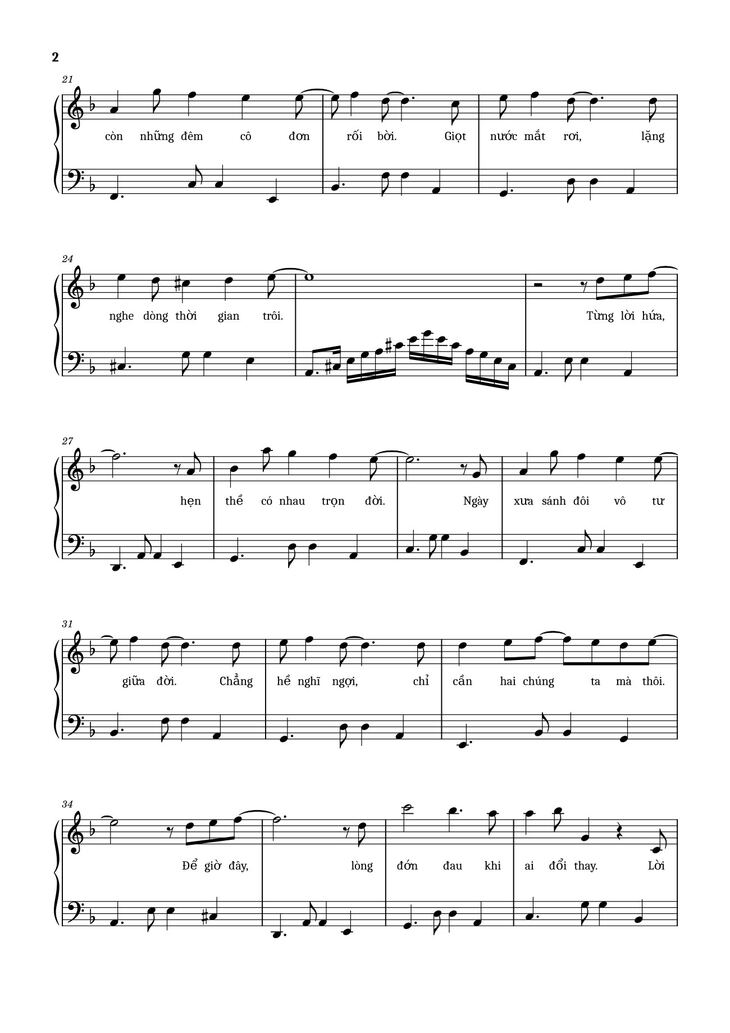 Page 2 of the piano sheet music PDF - Người hãy quên em đi Sheet Piano by Khắc Hưng