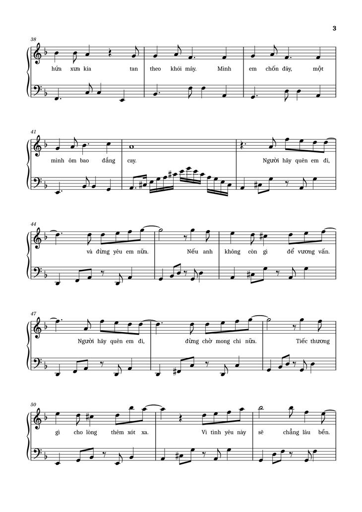 Page 3 of the piano sheet music PDF - Người hãy quên em đi Sheet Piano by Khắc Hưng