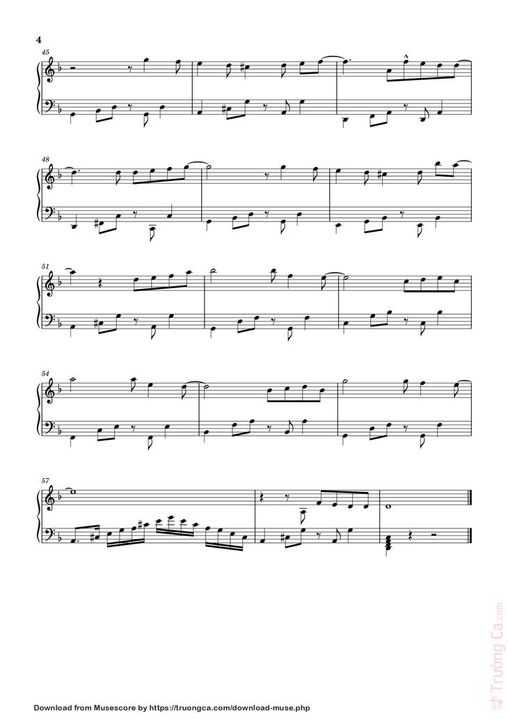Page 4 of the piano sheet music PDF - NGƯỜI HÃY QUÊN EM ĐI Sheet Piano Easy by KHẮC HƯNG
