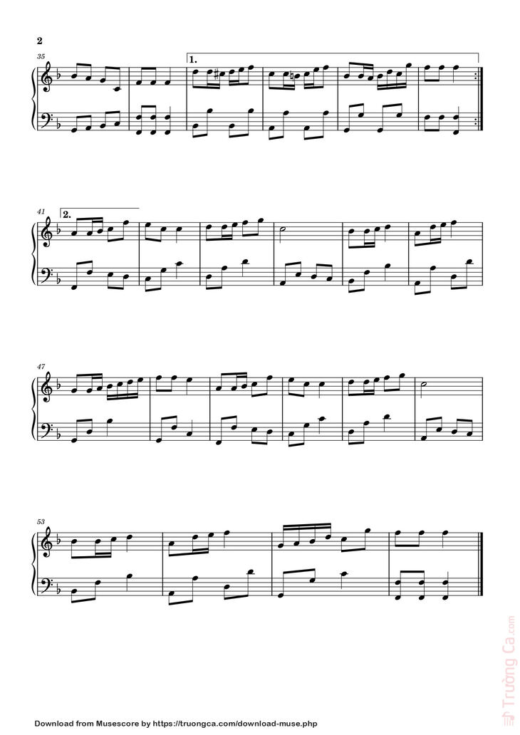 Page 2 of the piano sheet music PDF - Ngày Xuân Long Phụng Sum Vầy Sheet Piano by Bích Phương