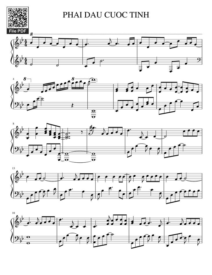Page 1 of the piano sheet music PDF - Phai Dấu Cuộc Tình Sheet Piano by Nhạc Hoa lời Việt