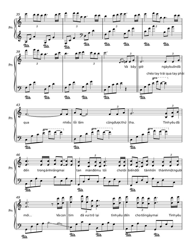 Page 3 of the piano sheet music PDF - VÀ CON TIM ĐÃ VUI TRỞ LẠI Sheet Piano by Đức Huy