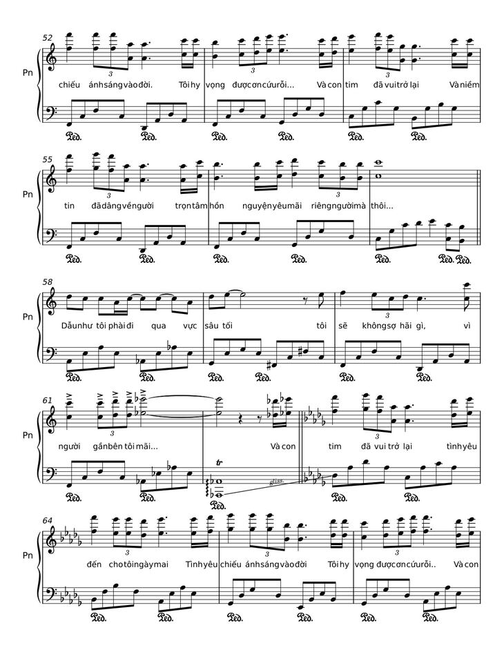 Page 4 of the piano sheet music PDF - VÀ CON TIM ĐÃ VUI TRỞ LẠI Sheet Piano by Đức Huy