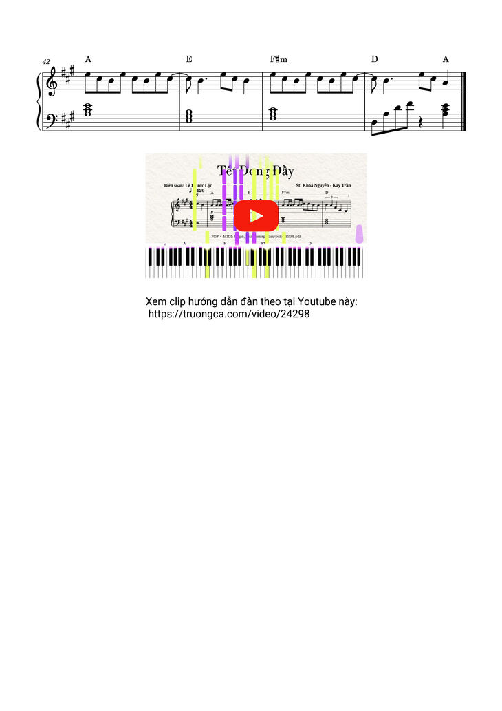 Page 4 of the piano sheet music PDF - Tết Đong Đầy Sheet Piano by Nguyễn Khoa